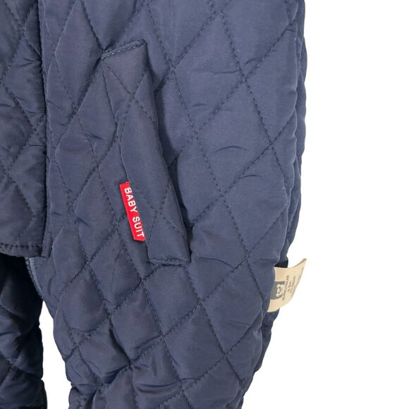 Murmurbear Baby Suit Blue Navy Quilted Warm 6-9 Months Blue Horn Deer - Picture 4 of 7